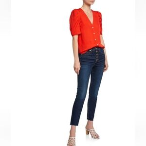 Veronica Beard Debbie High-Rise Skinny Jeans  Button Fly In Dark Vintage Sz 27